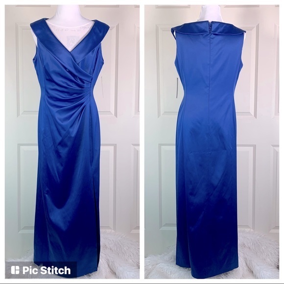 NWT Tahari Royal Blue Satin Evening Ball Gown – A Regal Touch to Your Closet - Picture 3 of 11